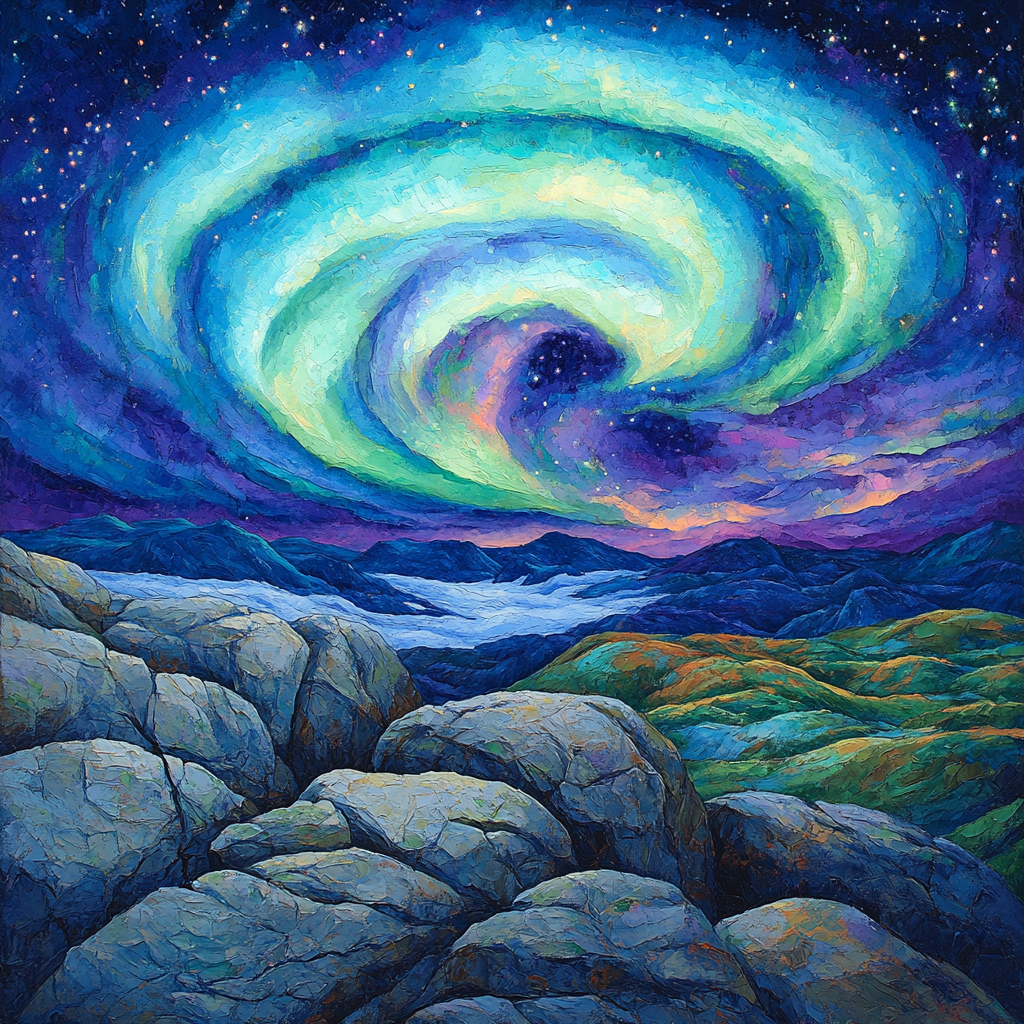A.Y. Jackson Inspired Northern Lights Over Rocky Wilderness Numbered painting kits