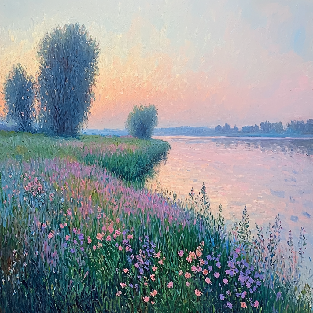 Claude Monet Inspired Twilight Meadow Painting Number Kit