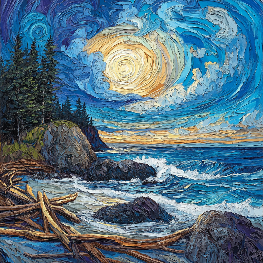 Emily Carr Inspired Windswept Coastal Driftwood paint by numbers