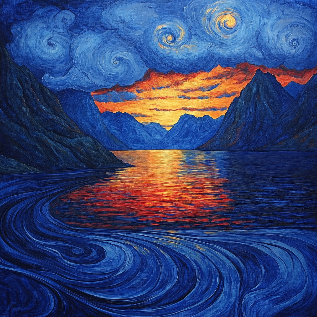 Edvard Munch Inspired Fjord Dusk Numbered painting kits