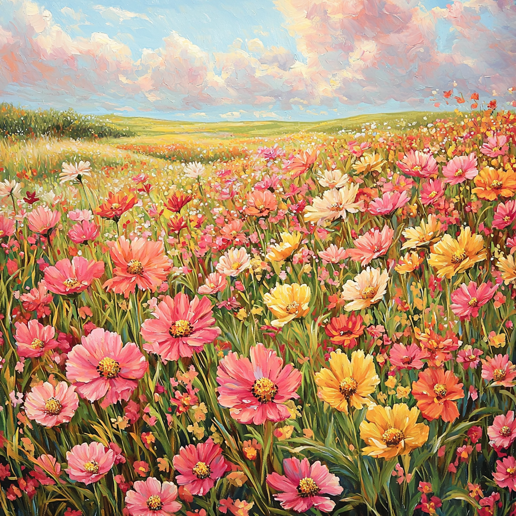 Georgia O'Keeffe Inspired Enchanted Floral Field Painting Number Kit
