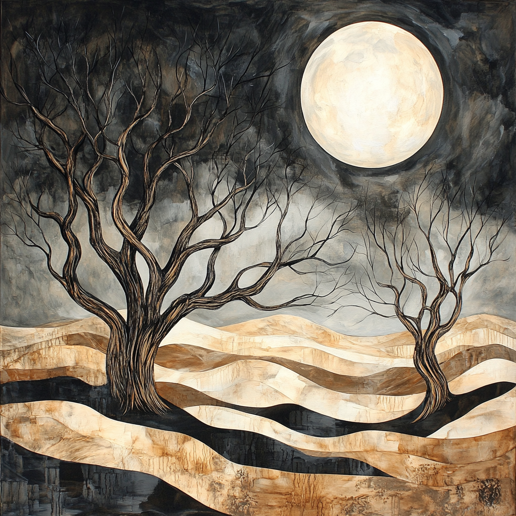 Francisco Goya Inspired Moonlit Dune Of Silent Oaks paint by color