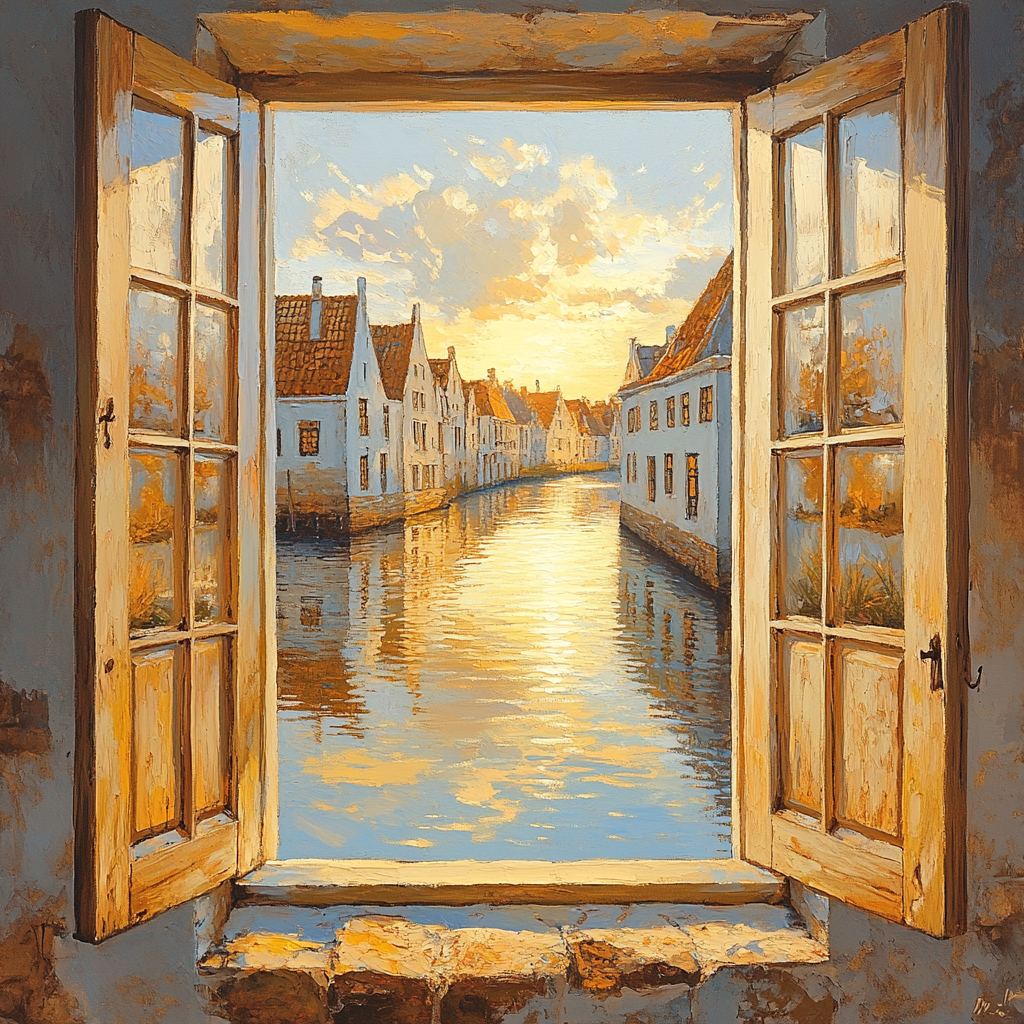 Johannes Vermeer Inspired Golden Hour Canal View Paint by numbers kits