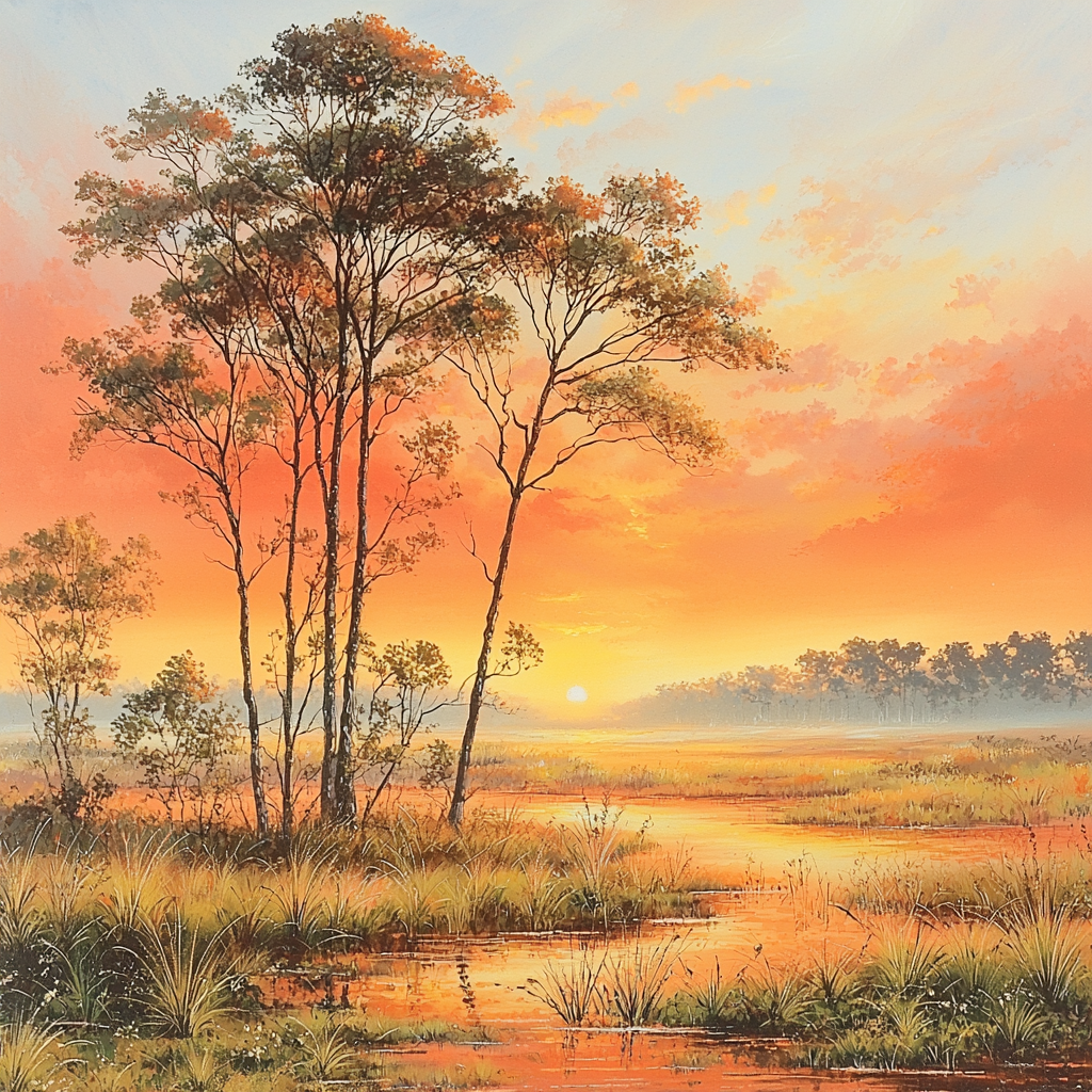 Nandalal Bose Inspired Sunrise Over Hills DIY Paint By Numbers