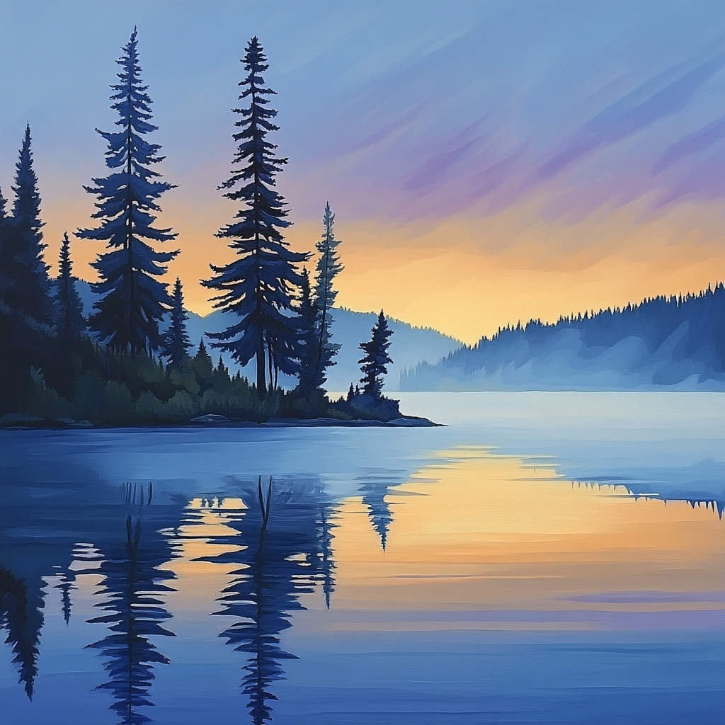 Lawren Harris Inspired Quiet Northern Lake At Dawn painting number kit