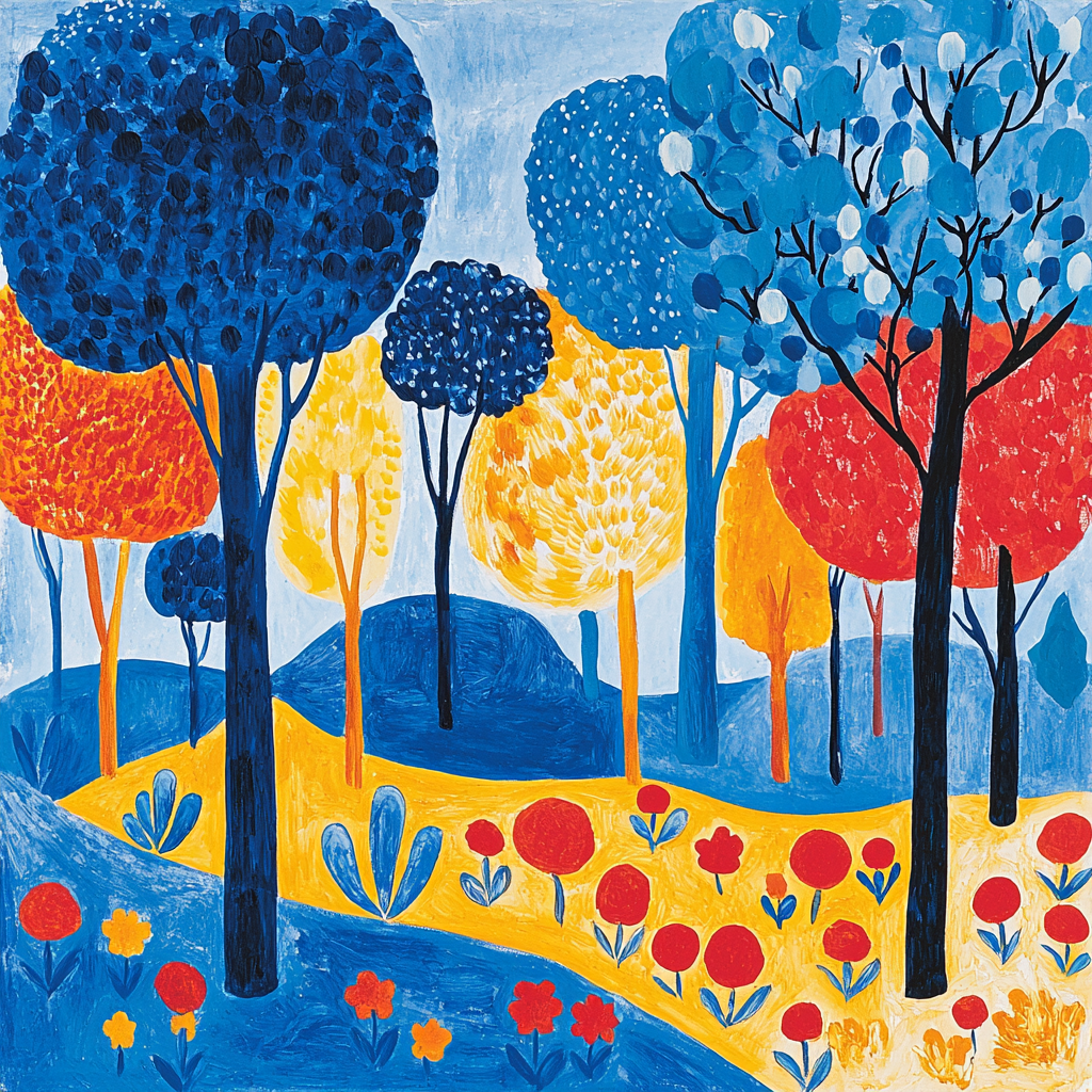Miró Inspired Colorful Forest Fantasy DIY Paint By Numbers