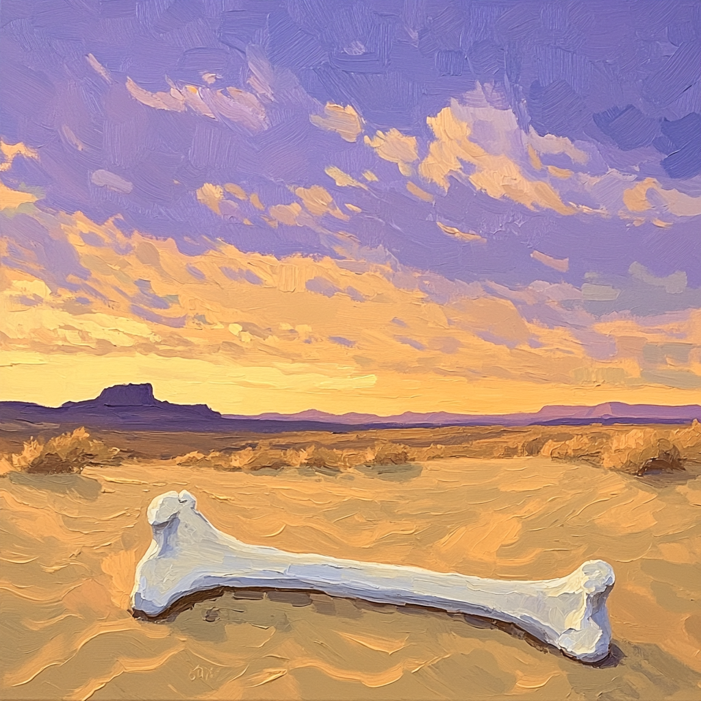 Georgia O’Keeffe Inspired Desert Bone Silhouette At Dusk paint by color