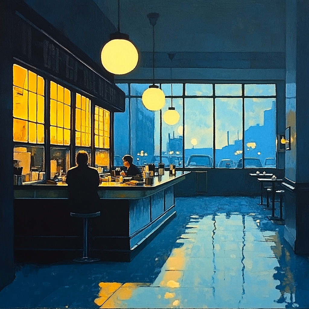 Edward Hopper Inspired Morning Diner DIY paint by numbers