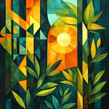 Kandinsky Inspired Geometric Jungle Symphony Painting Number Kit