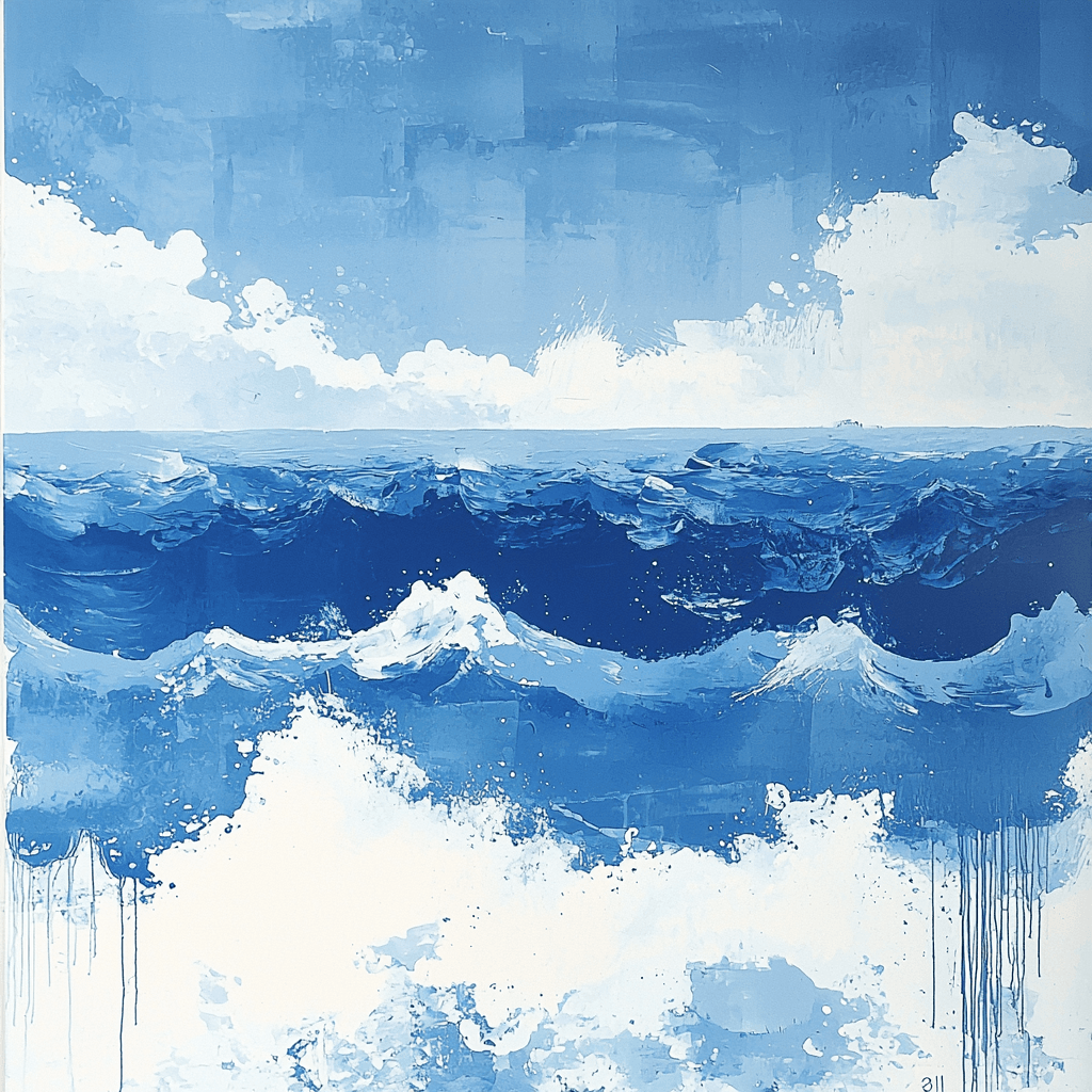 Jackson Pollock Inspired Electric Ocean Vista Paint By Numbers Art