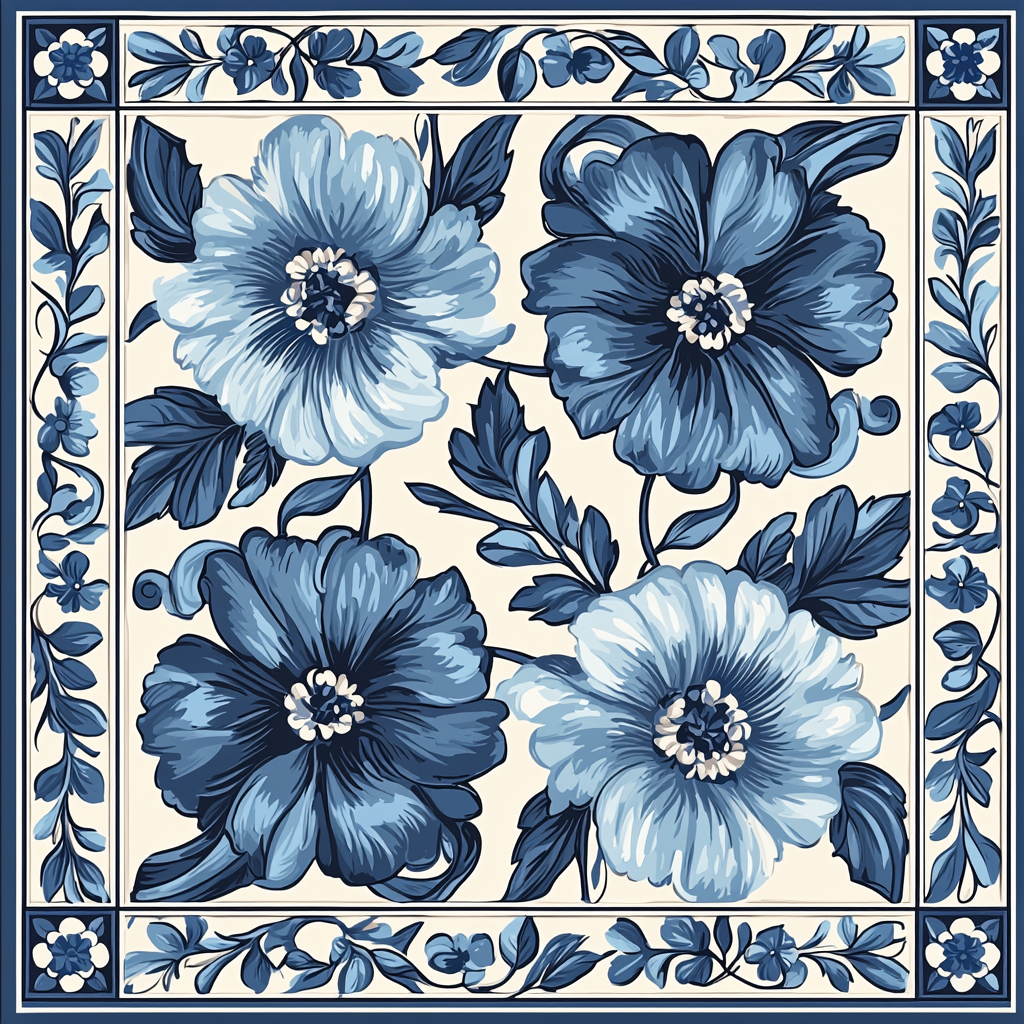 Alphonse Mucha Inspired Elegance In Blue Number Painting