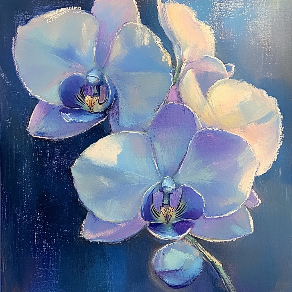 Edgar Degas Inspired Lunar Orchids paint by color