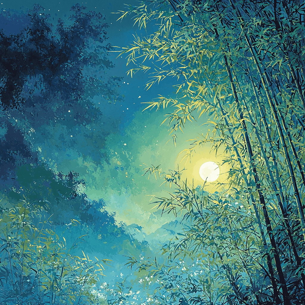 Hiroshige Inspired Moonlit Bamboo Grove Paint By Numbers Art