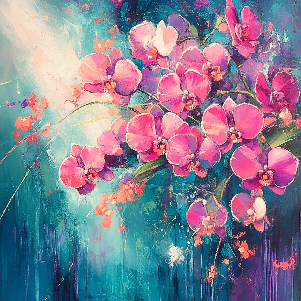 Edgar Degas Inspired Windblown Orchids paint by color