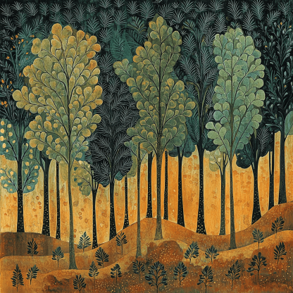 Nandalal Bose Inspired Echoes Of Ancient Forests Paint By Color