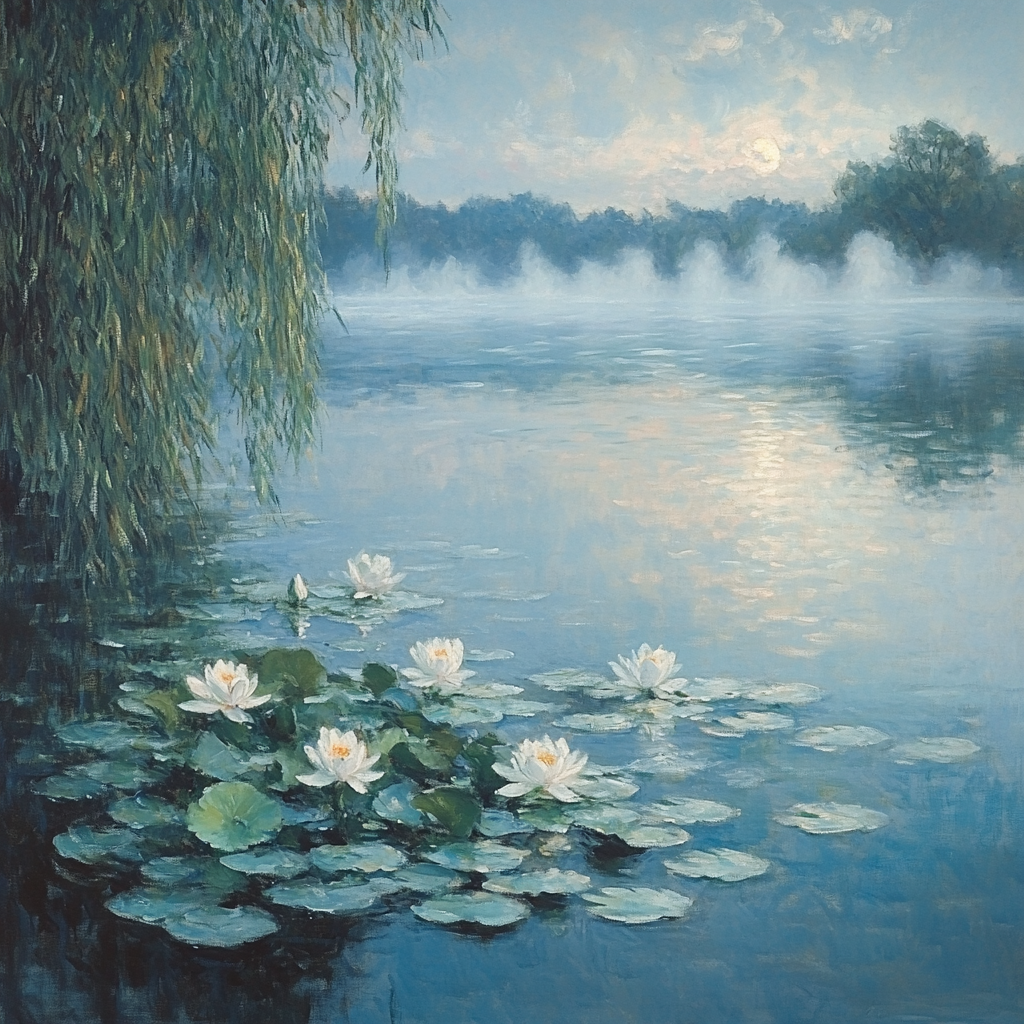 Monet Inspired Misty Lake paint by color