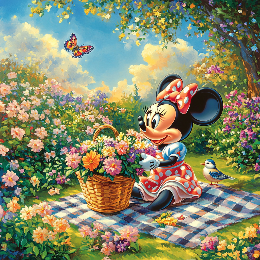 Minnie Mouse Garden Picnic painting number kit