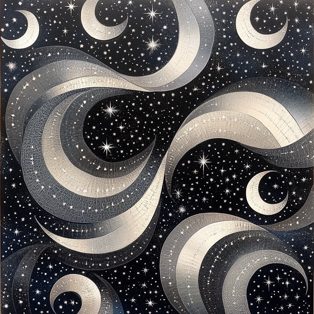 M C Escher Inspired Infinite Tessellation Of Celestial Patterns paint by color