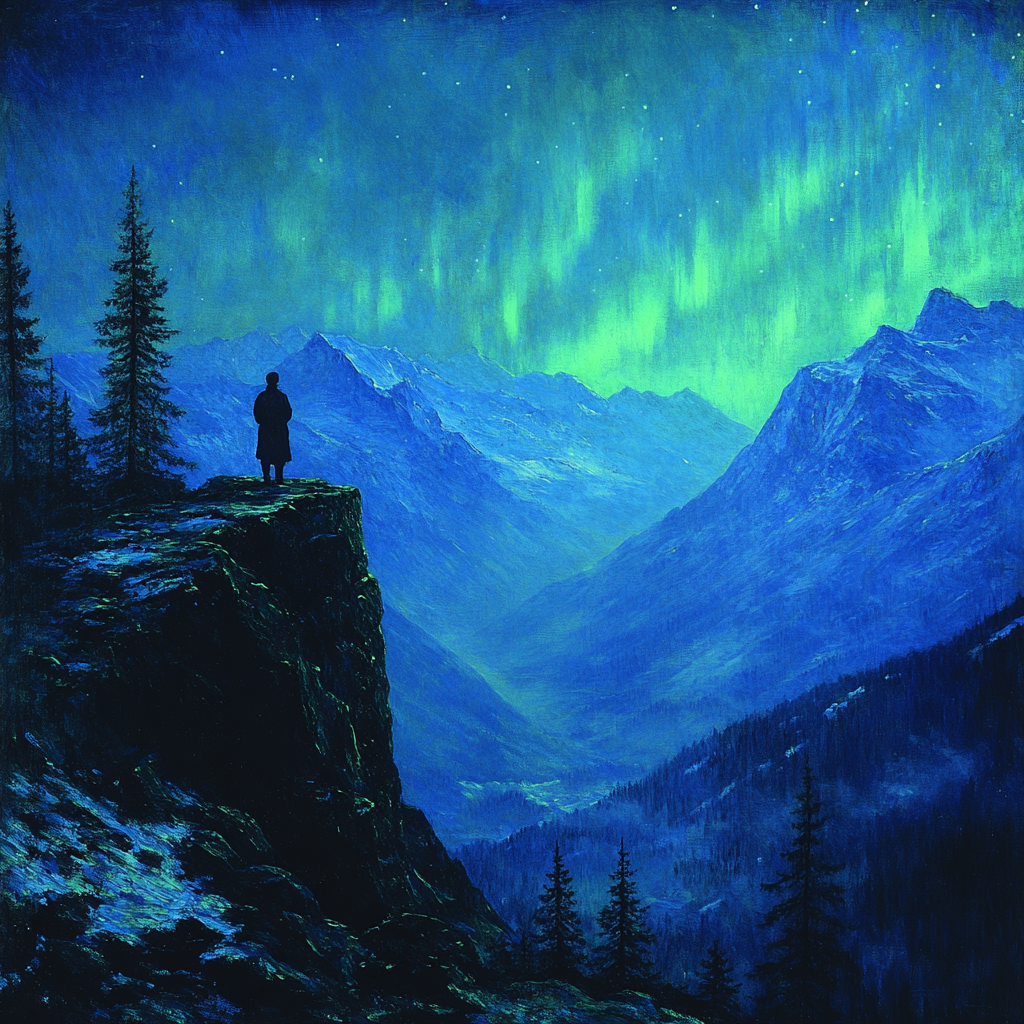 Caspar David Friedrich Inspired Aurora Mountains Paint by numbers kits