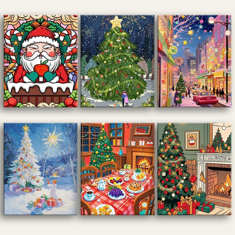 Festive Christmas Paint By Numbers Canvas Art Kit For Beginners