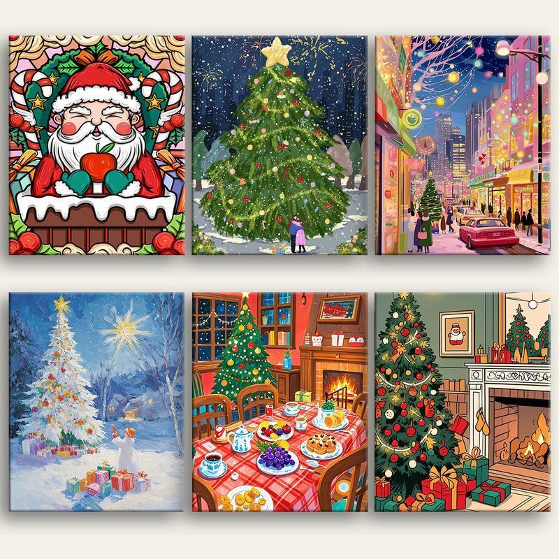 Festive Christmas Paint By Numbers Canvas Art Kit For Beginners