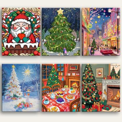 Festive Christmas Paint By Numbers Canvas Art Kit For Beginners
