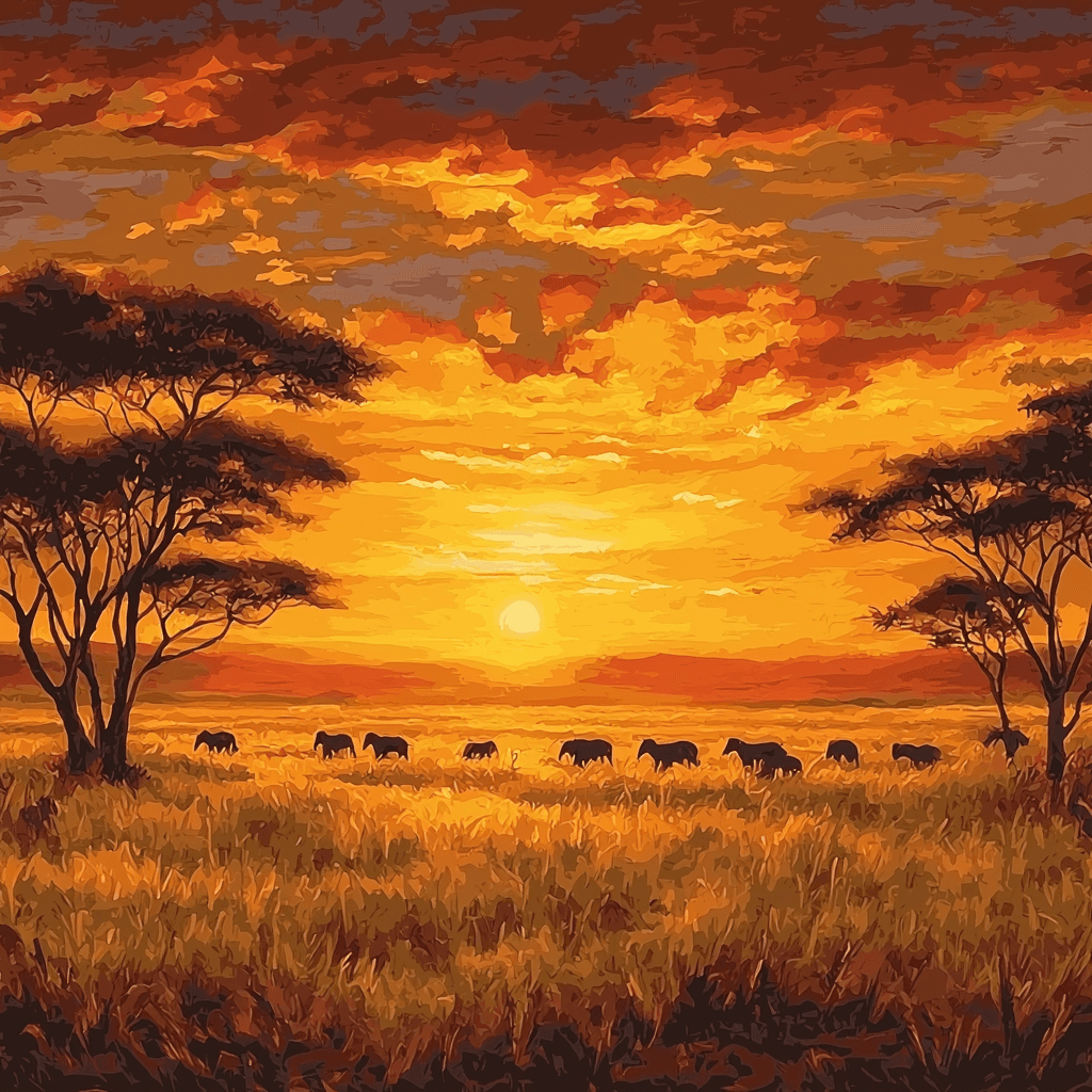 Claude Monet Inspired Wild Savanna Sunsets Paint By Number