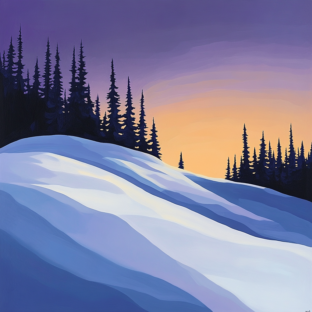 Lawren Harris Inspired Silent Snowy Ridge paint by color