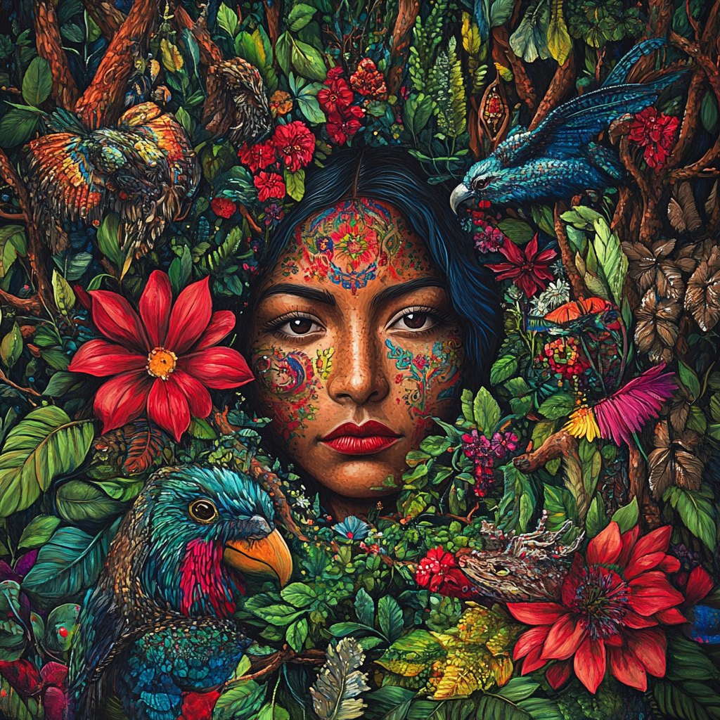 Frida Kahlo Inspired Mythical Forest paint by number
