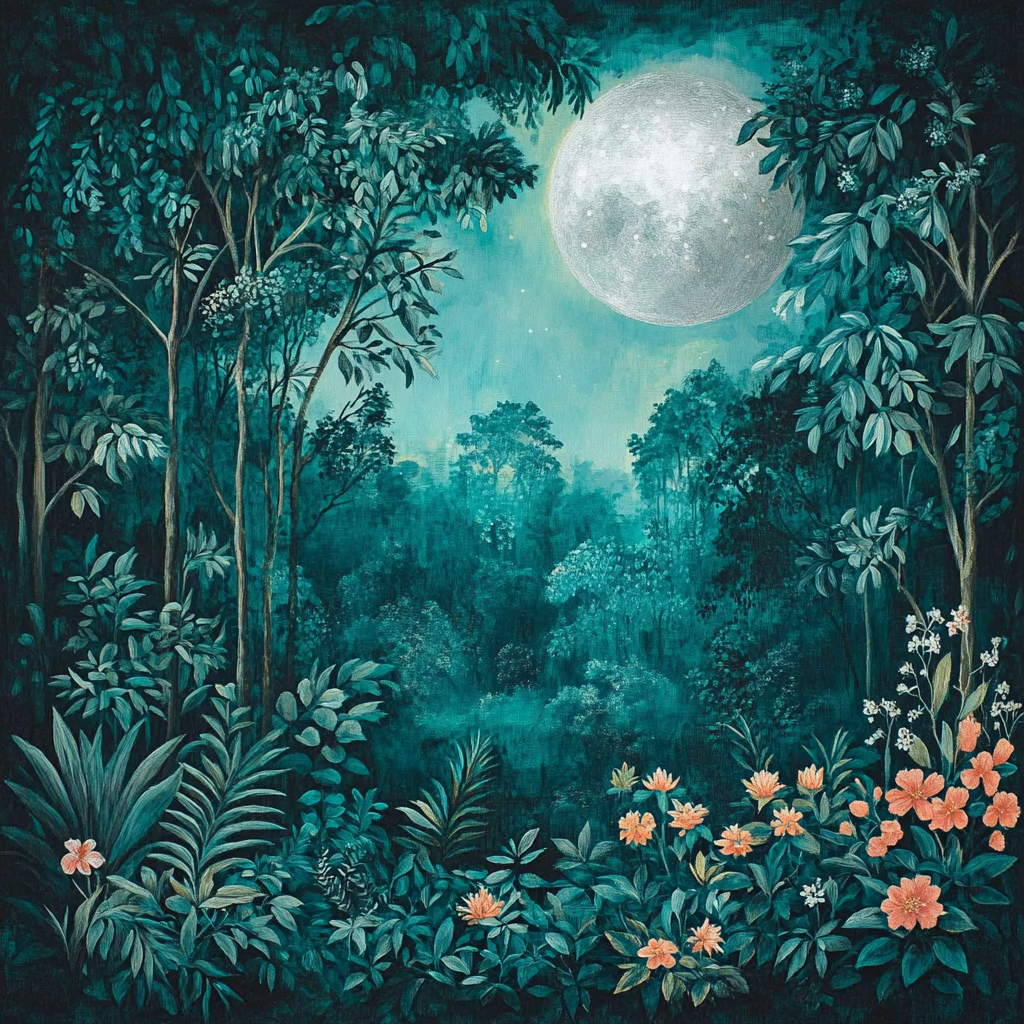 Rousseau Inspired Moonlit Jungle Painting by numbers kit
