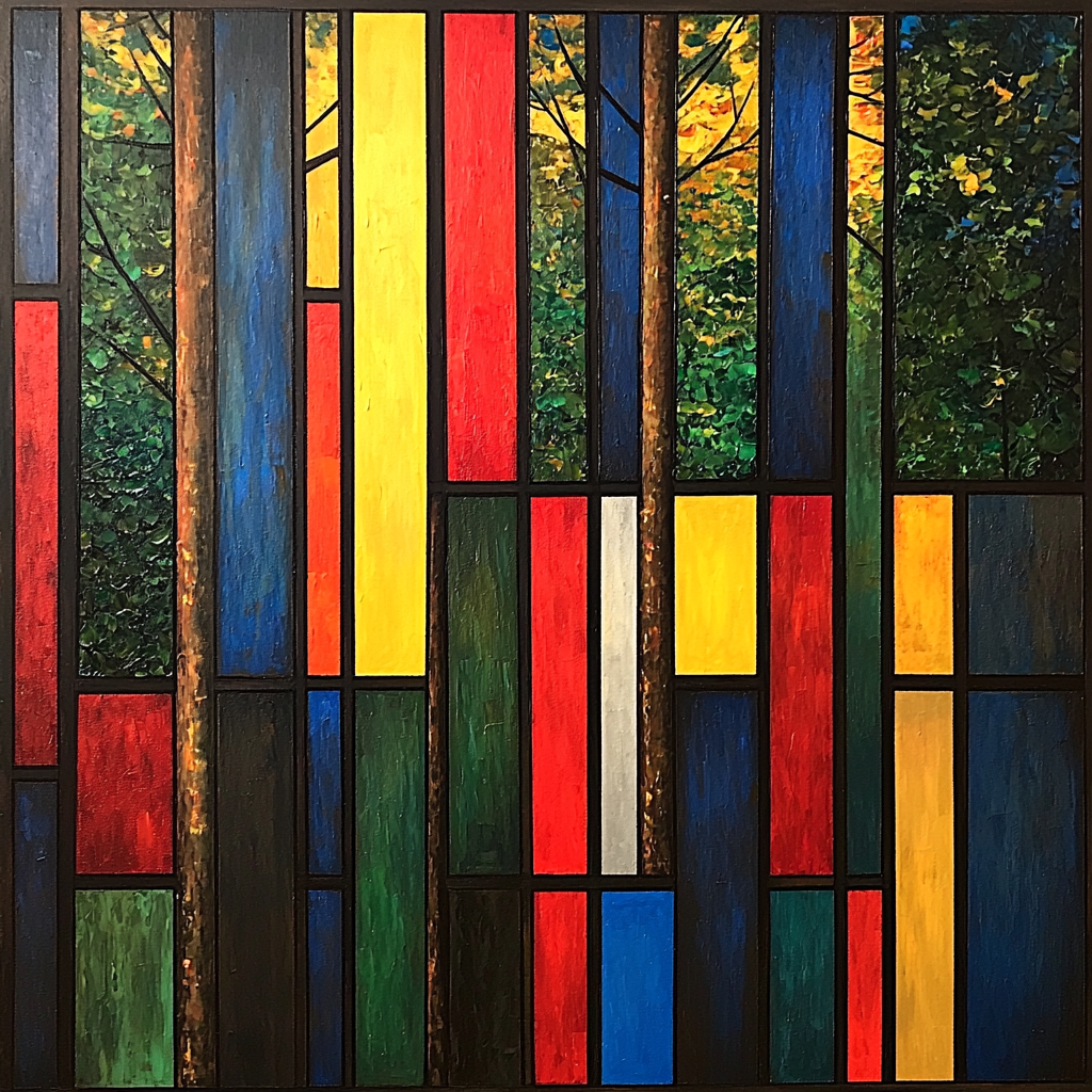 Piet Mondrian Inspired Dreamy Abstract Forest Paint By Numbers Kits