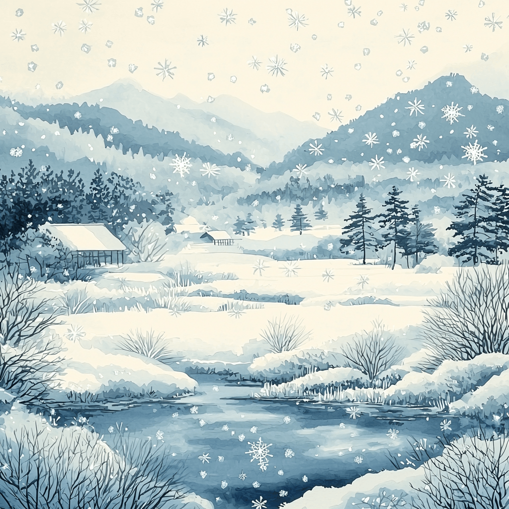 Utagawa Hiroshige Inspired Gentle Traces Of Winter's Grace Paint By Number