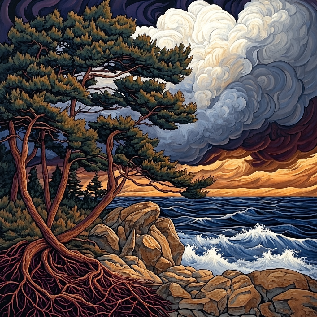 Arthur Lismer Inspired September Gale Over Pines paint by color