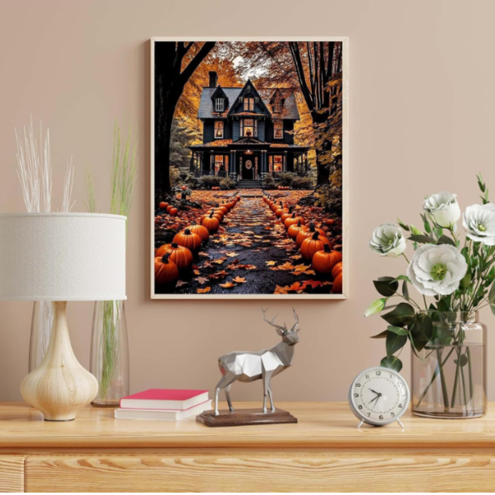 Halloween House Landscape Paint by Numbers Kit for Home Wall Decor