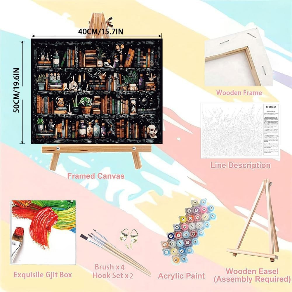 Halloween Horror Bookshelf Paint By Numbers Kit