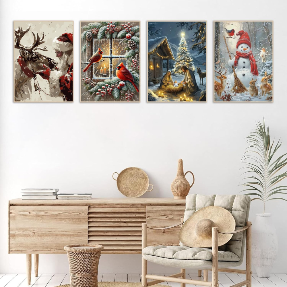 Pack Of 4 Christmas Paint By Numbers Set 