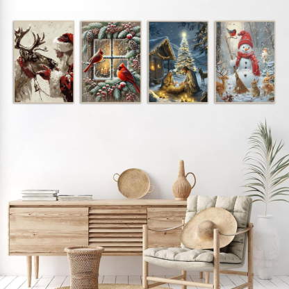 Pack Of 4 Christmas Paint By Numbers Set 