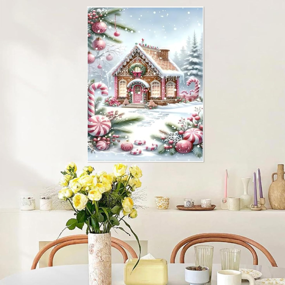 Christmas Candle Paint by Numbers Kit DIY Canvas Painting Set