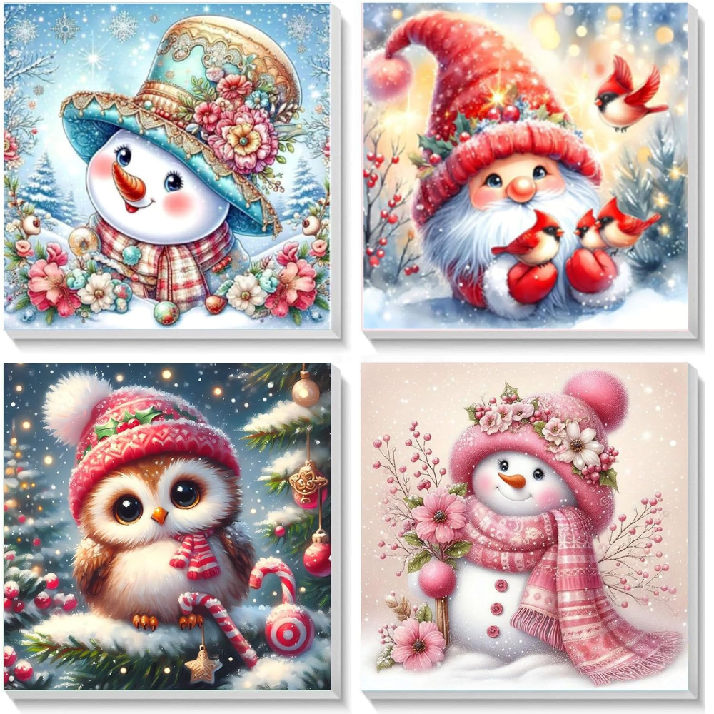 4 Pack Of Christmas Paint By Numbers For Kids With Wooden Frame