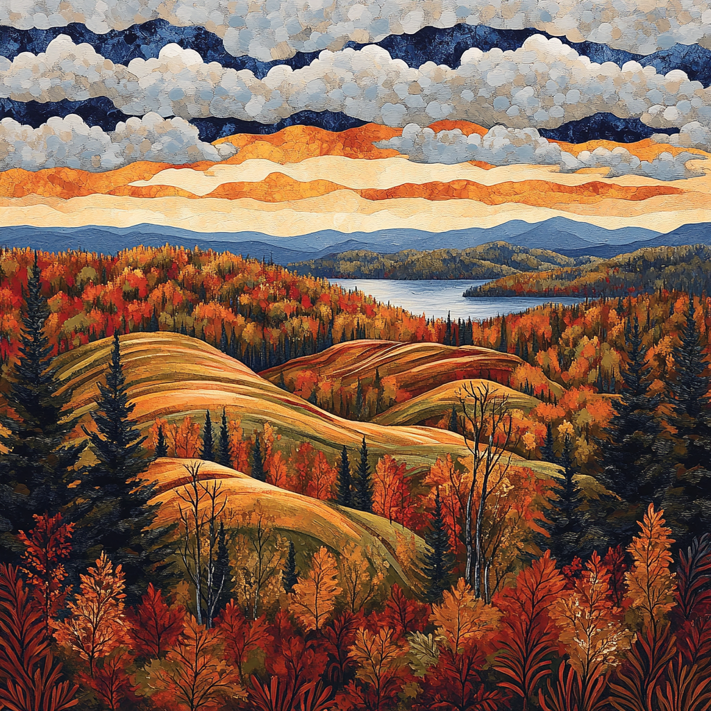 J. E. H. MacDonald Inspired Algoma Autumn Blaze paint by number