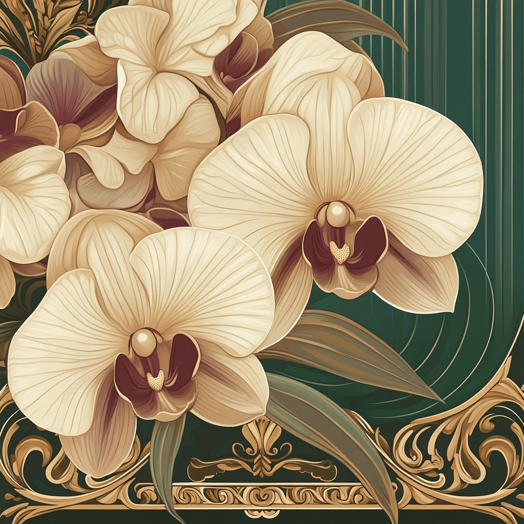 Alphonse Mucha Inspired Poster Of Orchids painting number kit