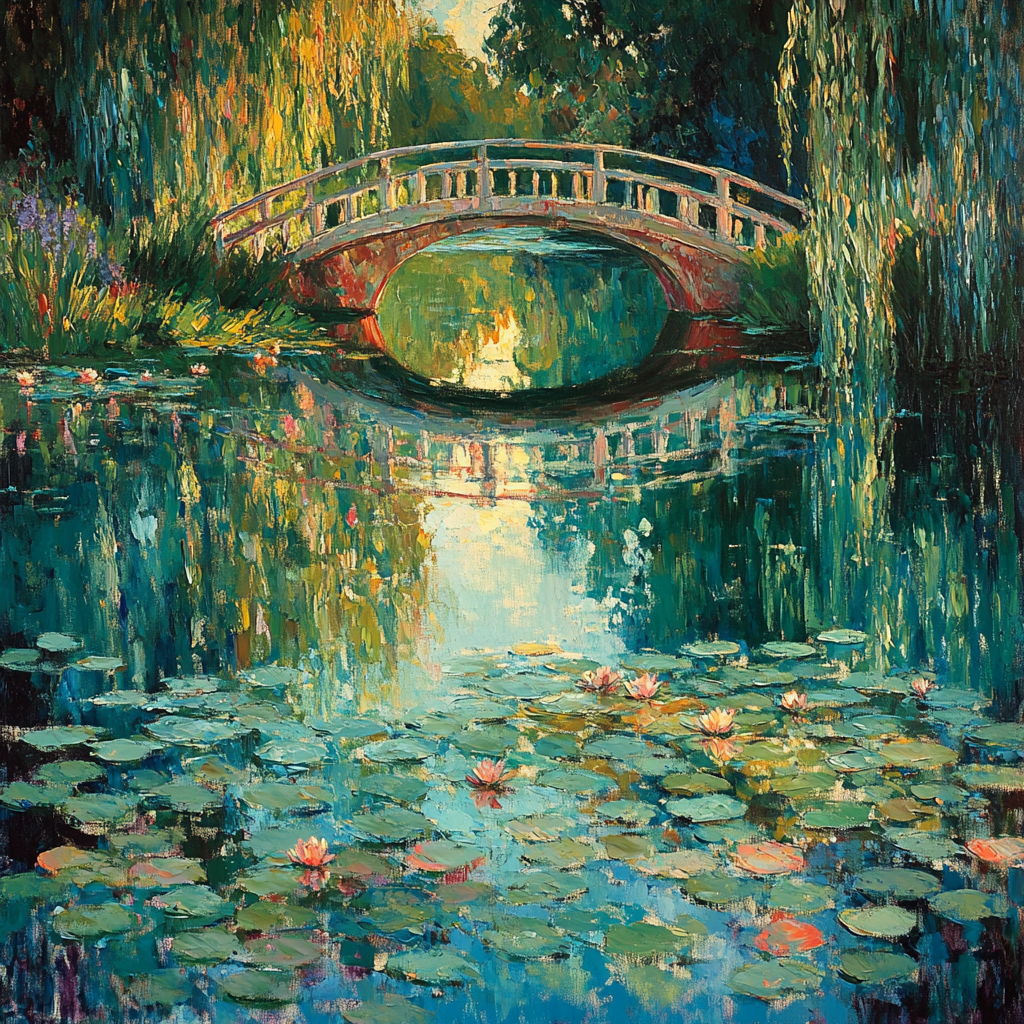 Claude Monet Inspired Giverny Bridge Reflection Dawn DIY paint by numbers