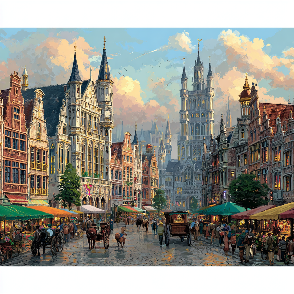 Krakow Cloth Hall Market Square Poland paint by color