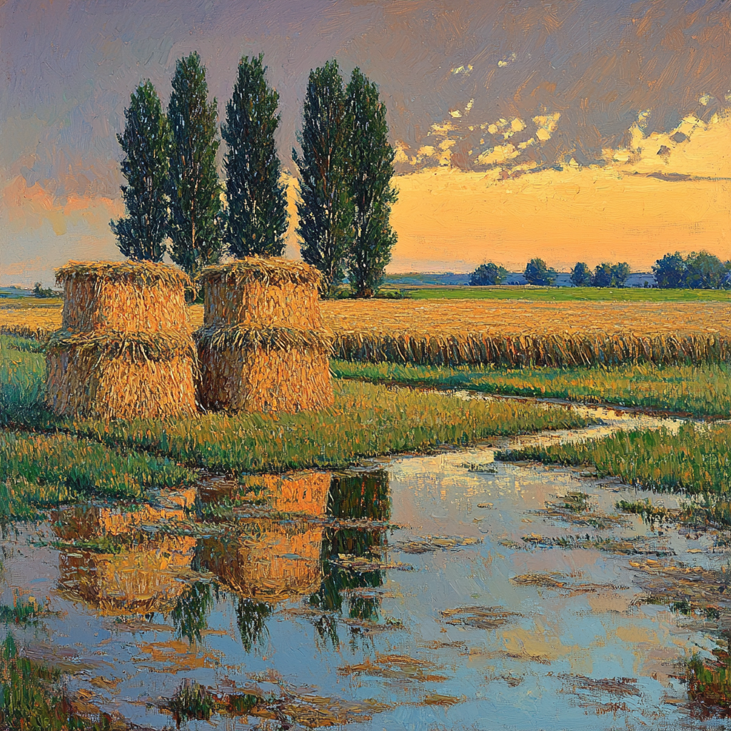 Claude Monet Inspired Haystacks After Rain DIY paint by numbers