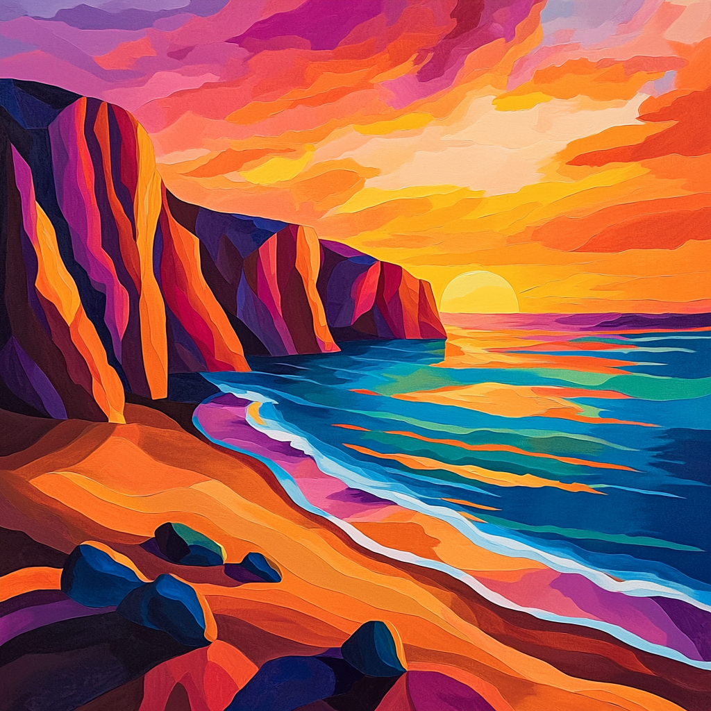 Paul Cézanne Inspired Geometric Sunset Bliss Paint By Numbers Kits