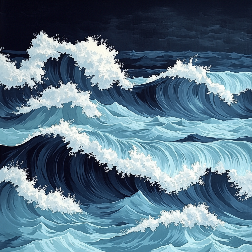 Hokusai Inspired Ocean Waves paint by numbers