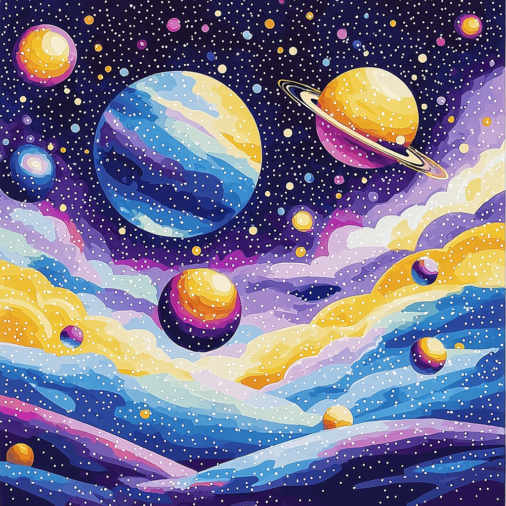 Georges Seurat Inspired Colorful Universe Paint By Color
