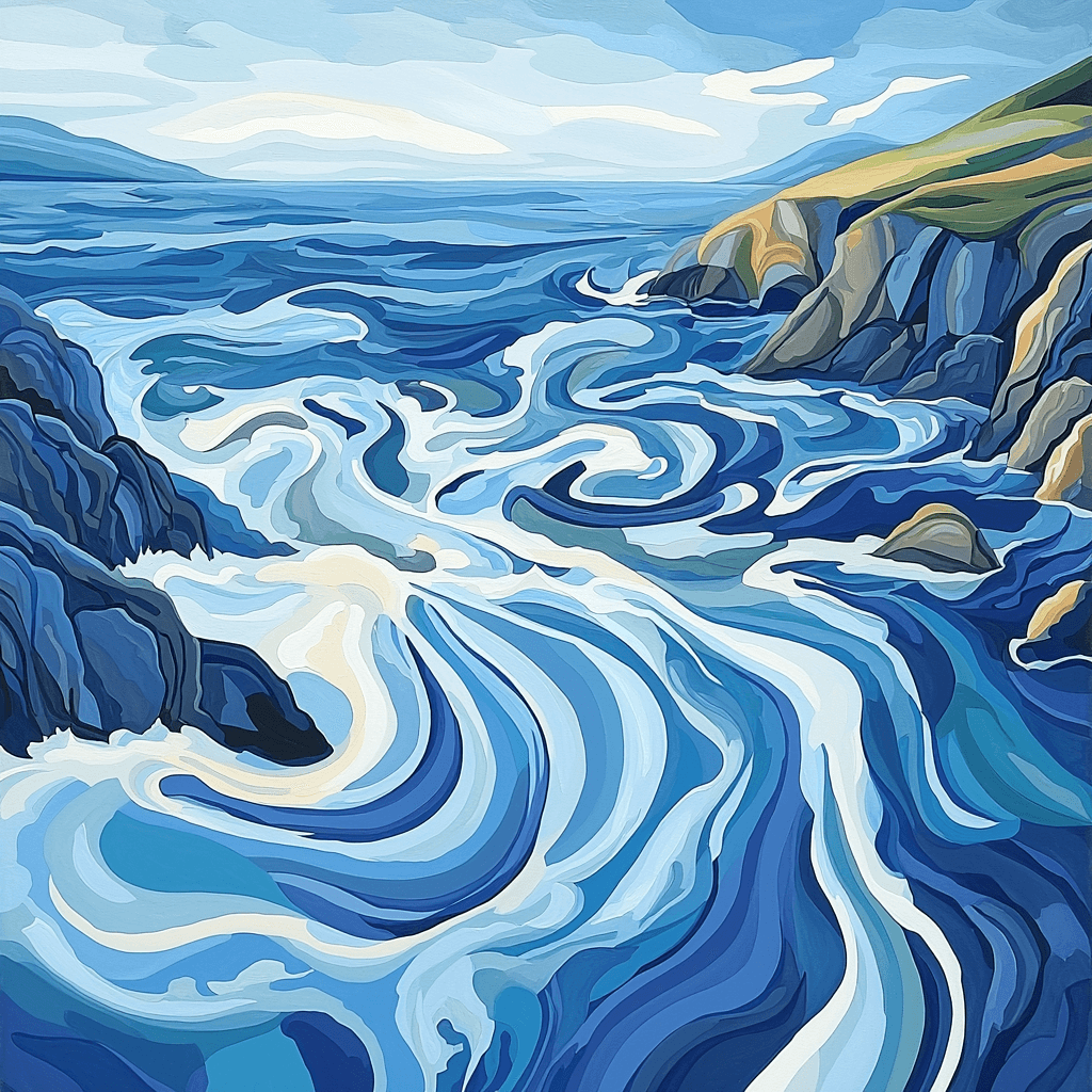 Abstract Expressionist Style Inspired Dynamic Ocean Currents DIY Paint By Numbers
