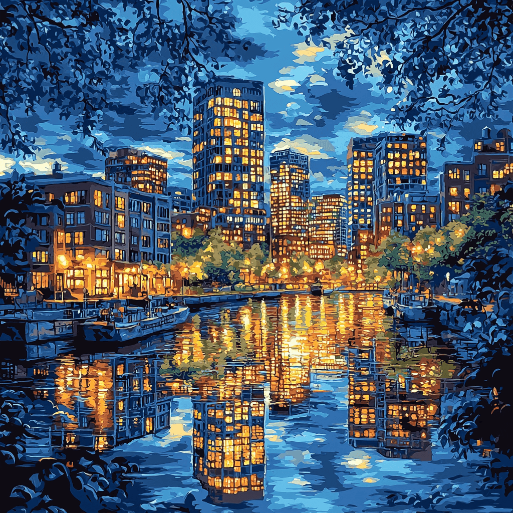 Edward Hopper Inspired Dreamy Cityscape Painting Number Kit