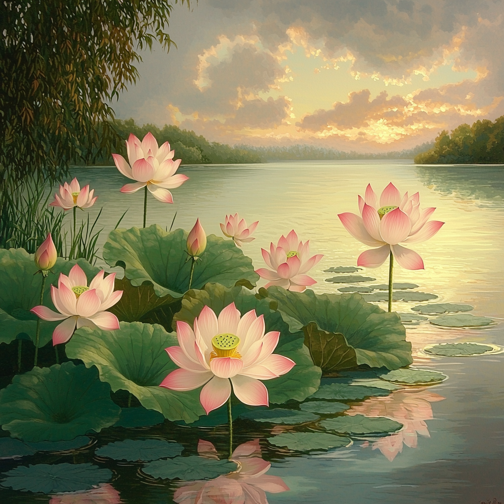 Utagawa Hiroshige Inspired Lotus Reverie Paint By Numbers Kits